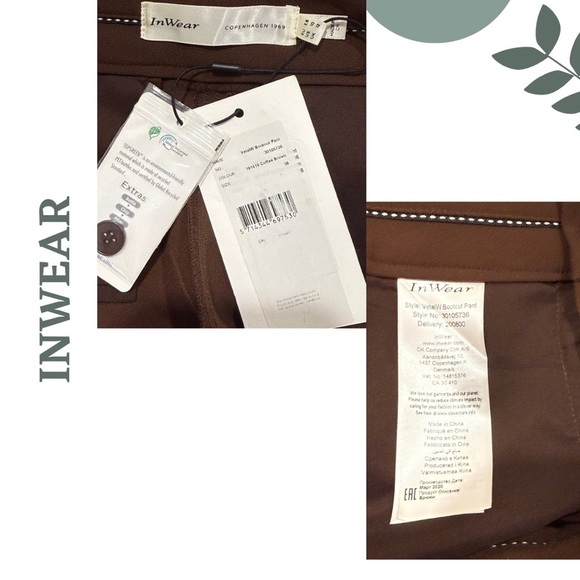 InWear Copenhagen Brown bootcut Trousers – NWT Size: 6 Euro 38 - Picture 9 of 9